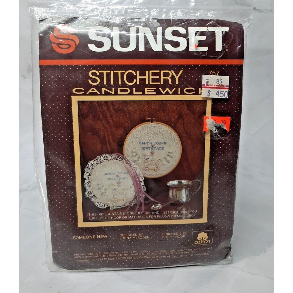Sunset Designs Stichery Candlewick Kit Someone New Birth Record